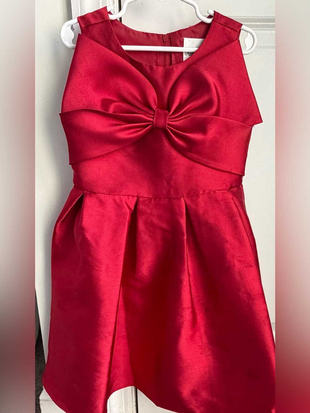 Formal Red Satin Bow Party / Holiday Dress - Girls Size 6